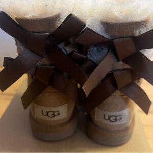 UGG Kids Tan Boots with Dark Brown Bows